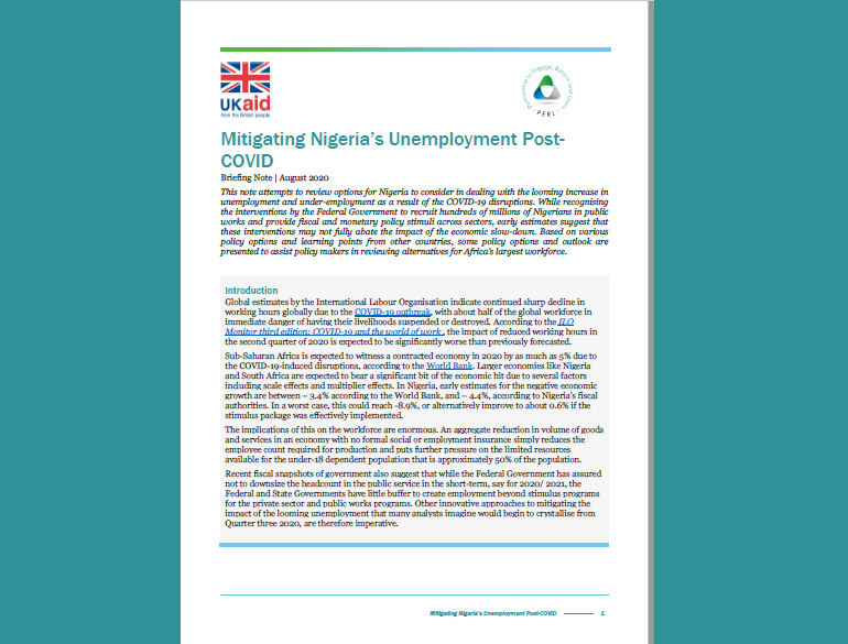 Mitigating Nigeria’s Unemployment Post-COVID