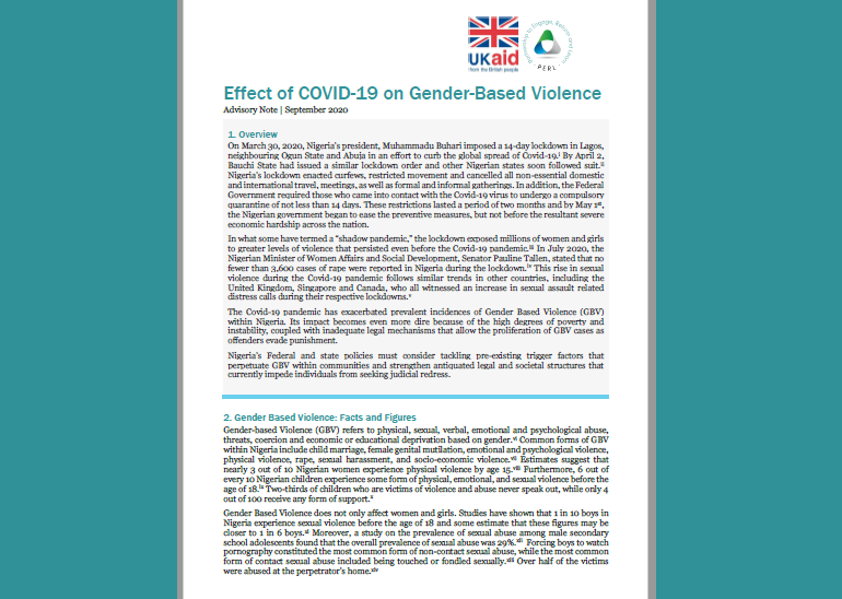 Effect of COVID-19 on Gender-Based Violence