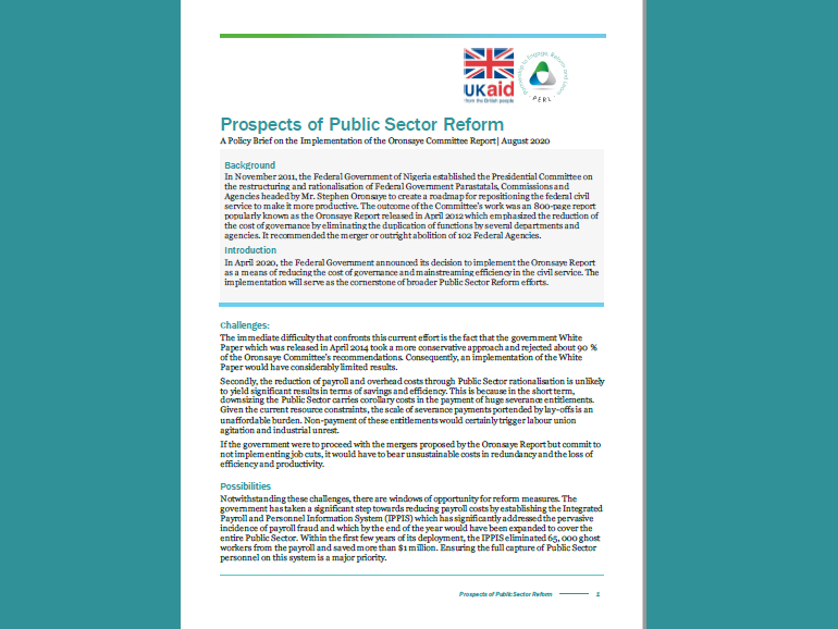 Prospects of Public Sector Reform