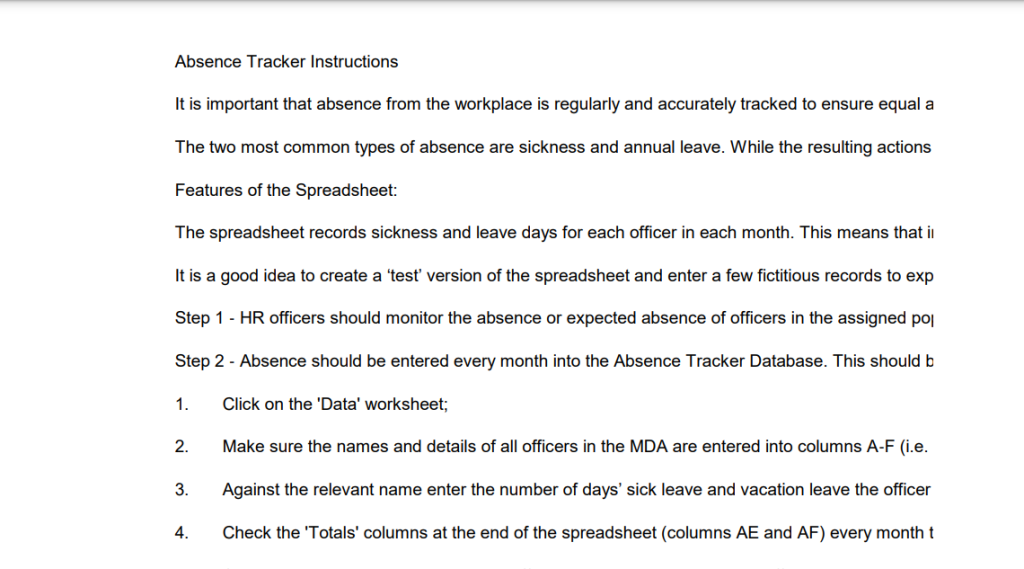 Absence Tracker Template