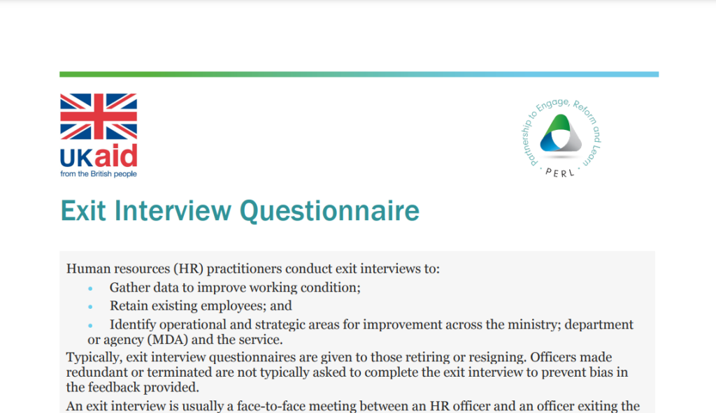 Exit Interview Questionnaire