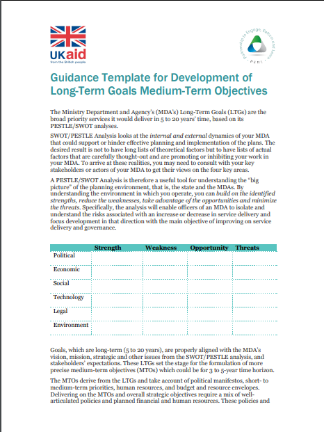 2C Guidance & Template for SWOT, LTG & Medium-Term Objectives