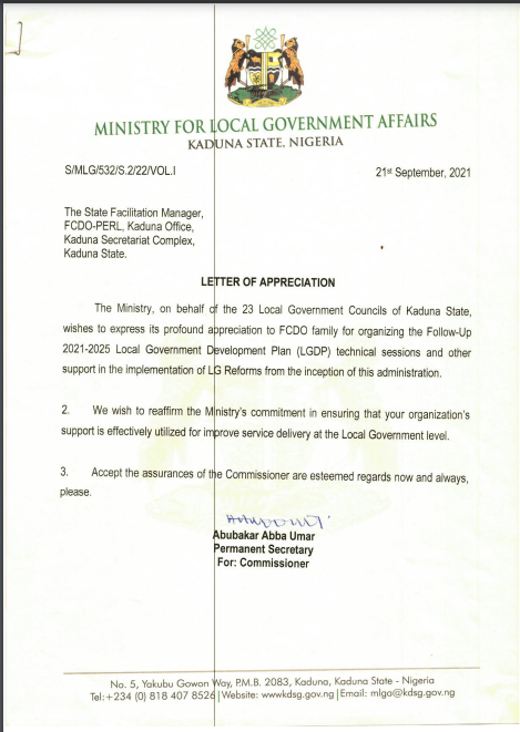 Appreciation Letter - Ministry for LG