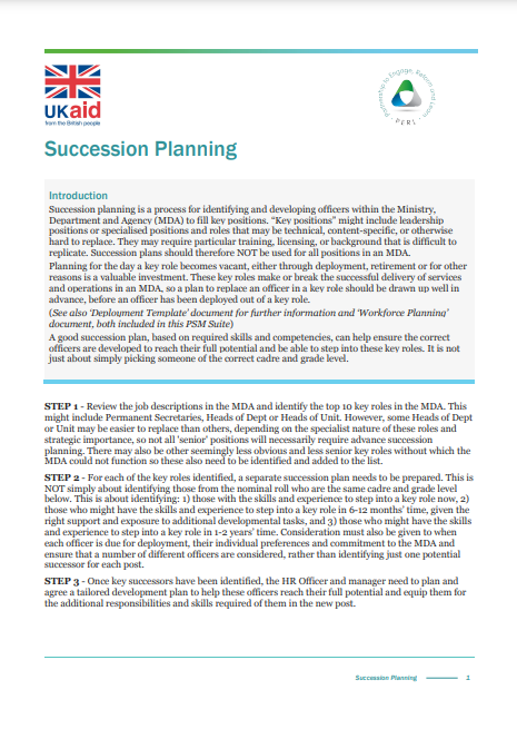 4.1C Succession Plan Guidance and Templates